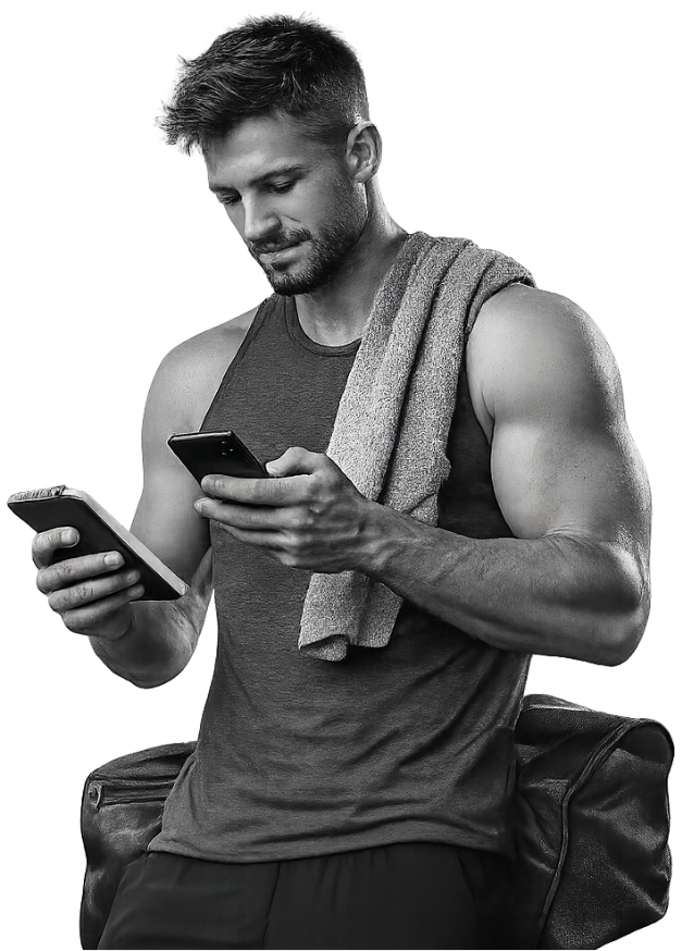 Athlete reviewing a workout on his phone